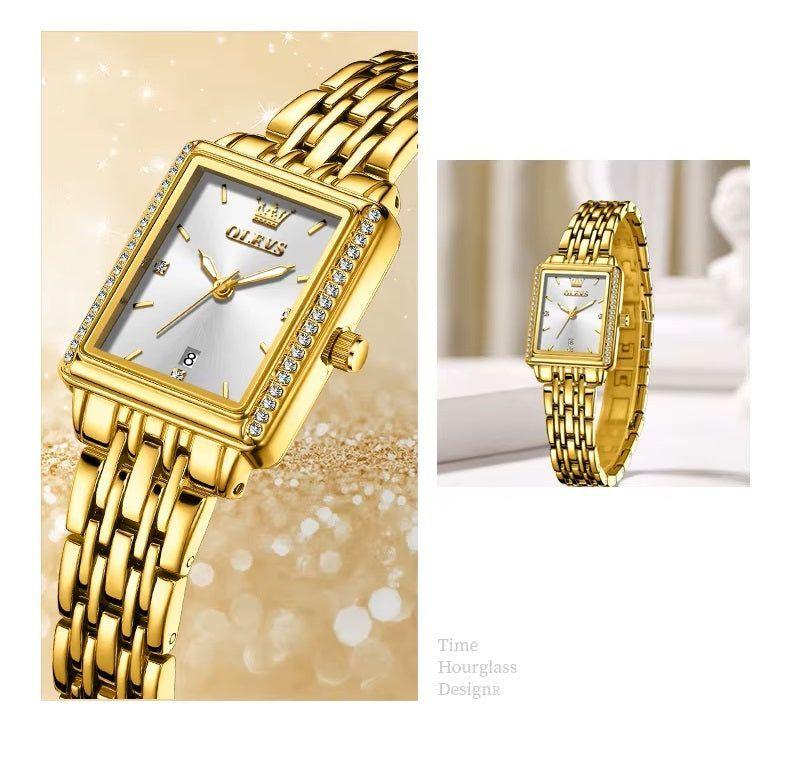 Reloj rectangular de mujer con calendario-7