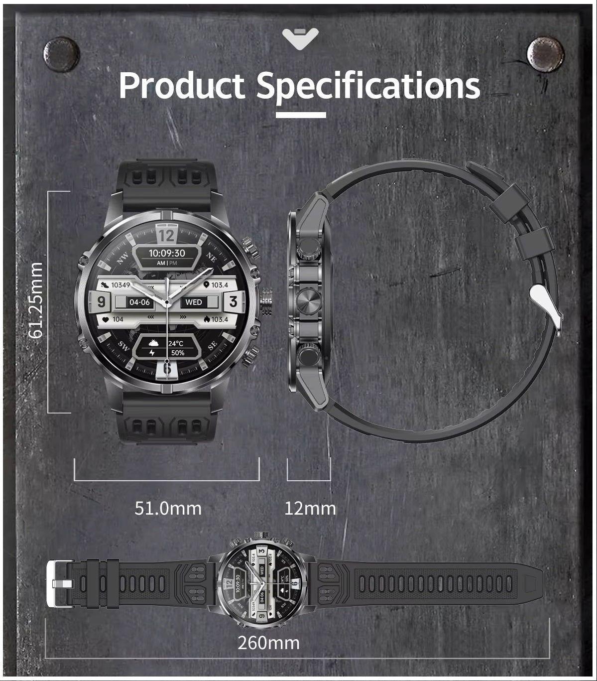 Smartwatch táctico AMOLED 1,75? y batería 600 mAh – metal-9