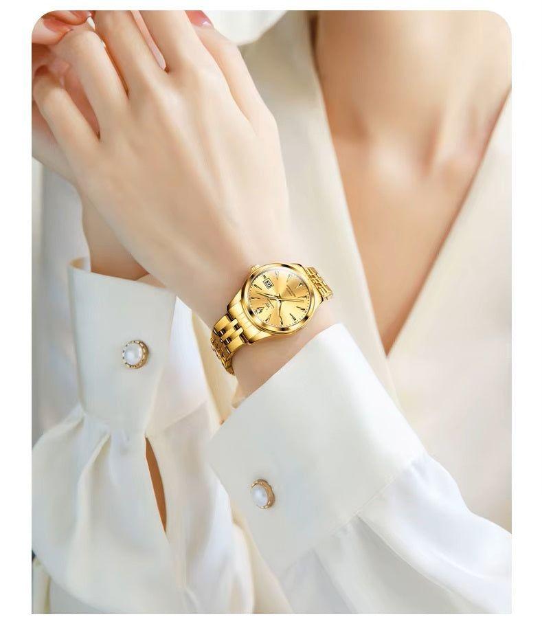 Reloj de Pulsera Dorado para Mujer con Movimiento Japonés-3