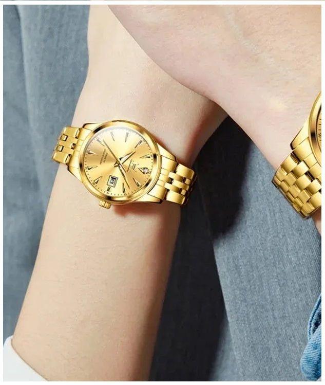 Reloj de Pulsera Dorado para Mujer con Movimiento Japonés-4