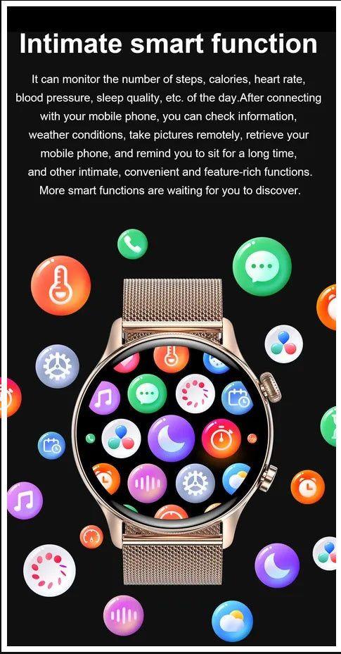 Smartwatch mujer AMOLED con correa metálica-7
