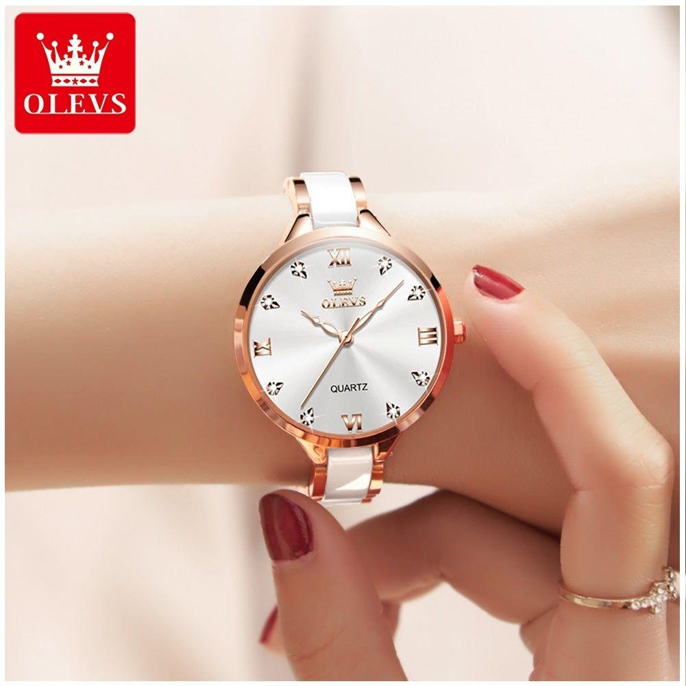 Reloj de Mujer Elegante de Cuarzo Correa de Cerámica Acero Inoxidable-2