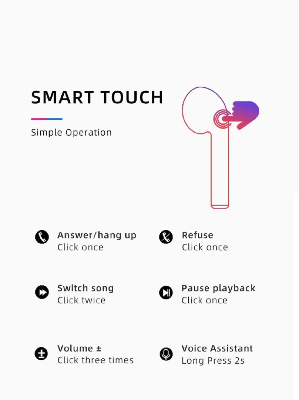 Audífonos Bluetooth I12 TWS con Control Táctil-4
