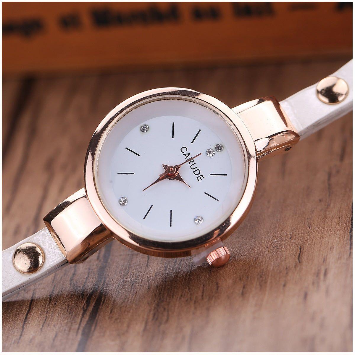 Reloj de cuarzo para mujer con pulsera – Rojo-6