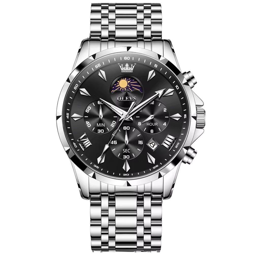 Reloj cuarzo multifunción con caja de acero-0