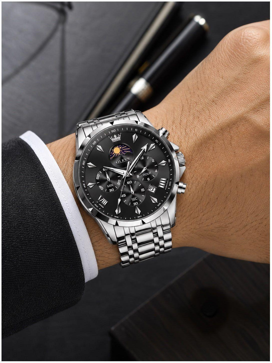 Reloj cuarzo multifunción con caja de acero-1