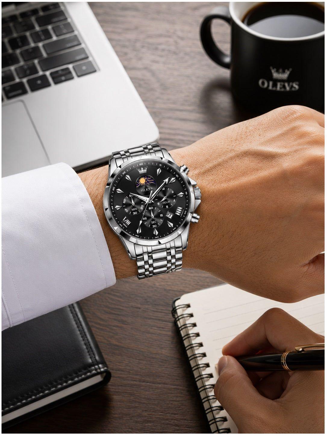Reloj cuarzo multifunción con caja de acero-3