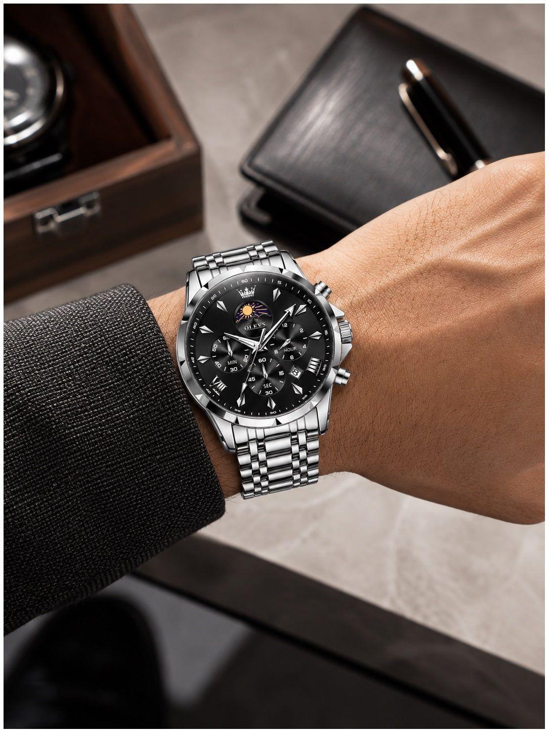 Reloj cuarzo multifunción con caja de acero-5