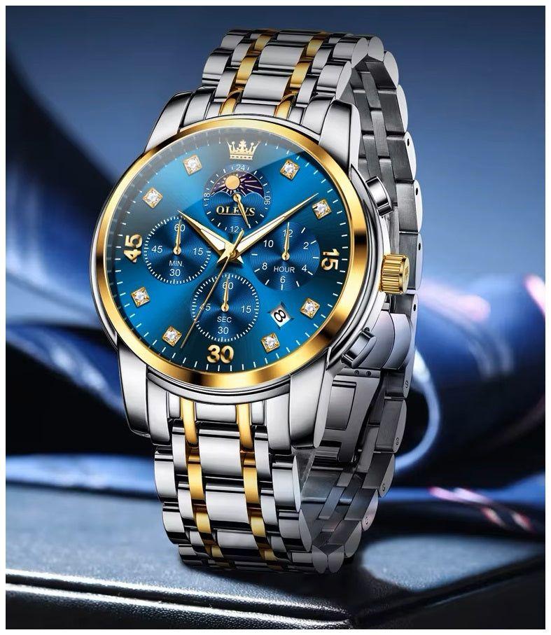 Reloj Hombre Lujo Deportivo y Elegante con Cronógrafo Fase Lunar-4