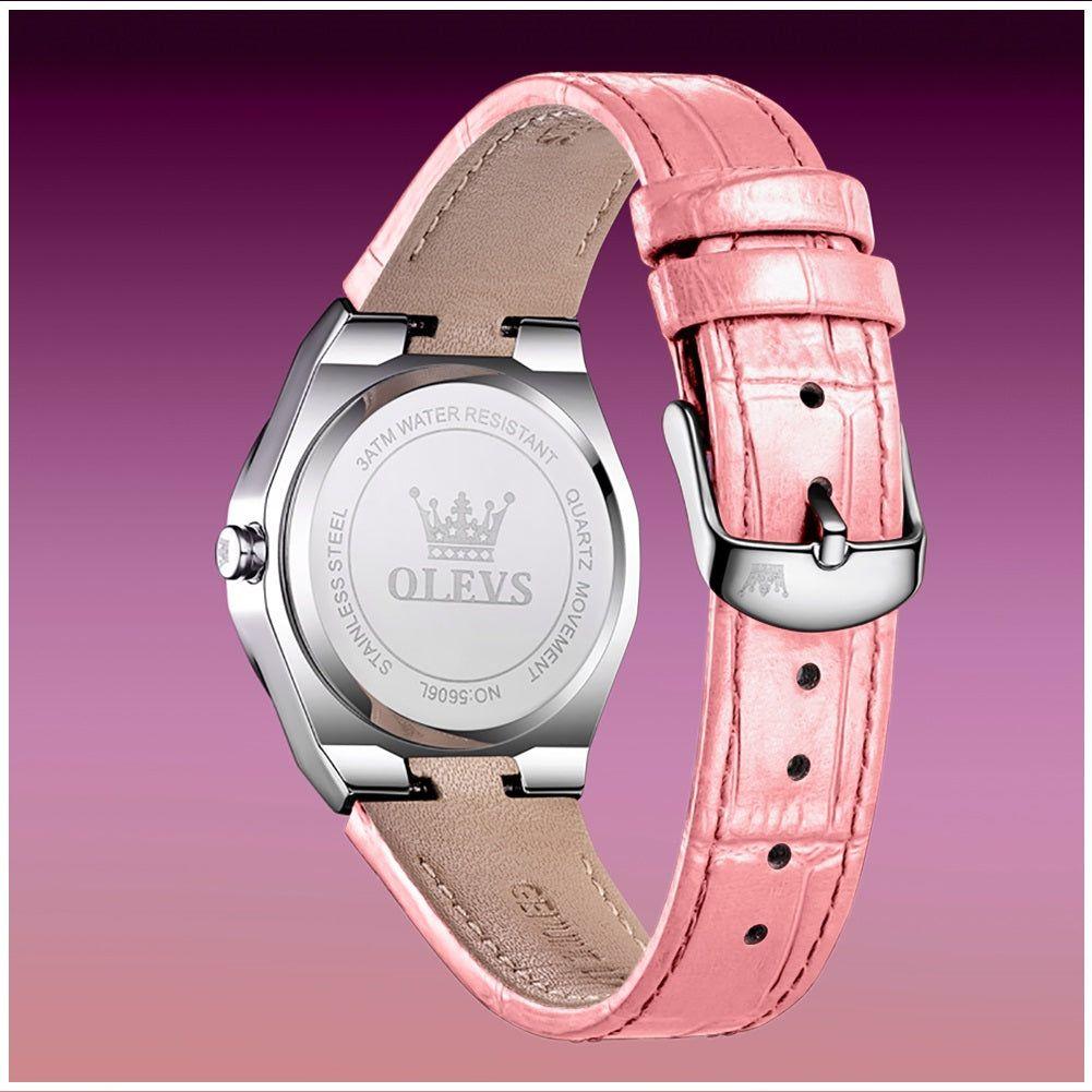 Reloj cuarzo mujer con correa rosa y cristales-5