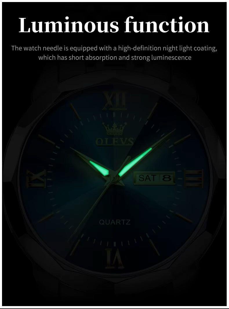 Reloj de Lujo para Hombre Calendario Correa Bicolor Acero Inoxidable-5
