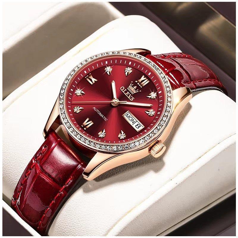 Reloj Automático de Lujo Elegante para Mujer con Correa de Cuero-6