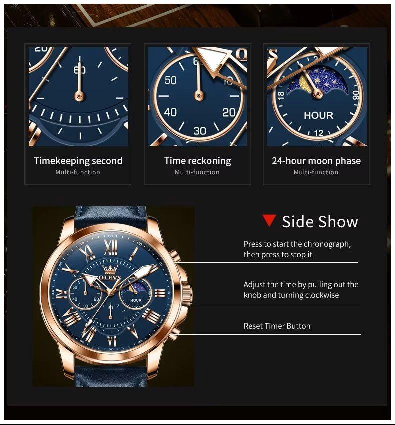 Reloj hombre con fase lunar deportivo-7