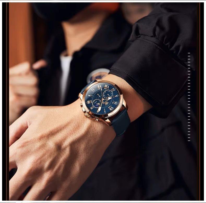 Reloj hombre con fase lunar deportivo-9