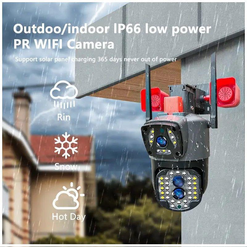 Cámara WiFi doble lente con sirena y luz LED-6