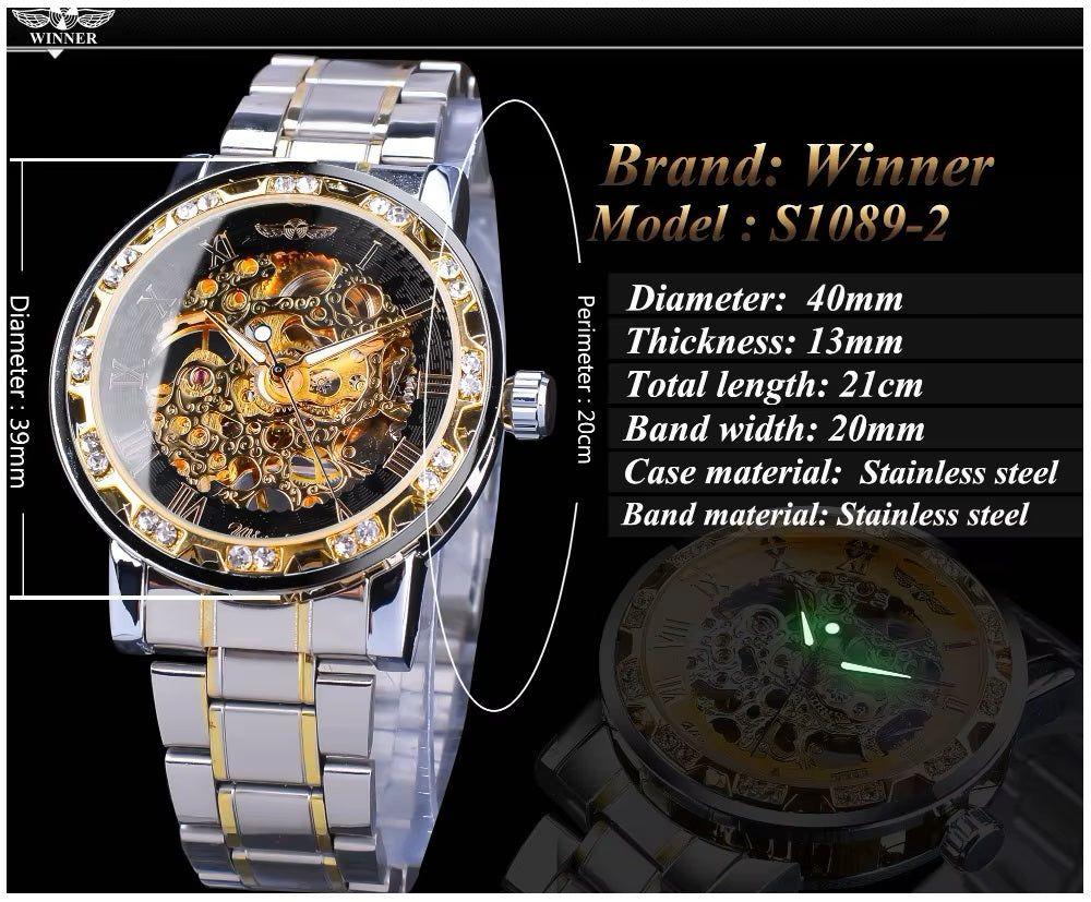 Reloj automático Winner con correa de acero-6