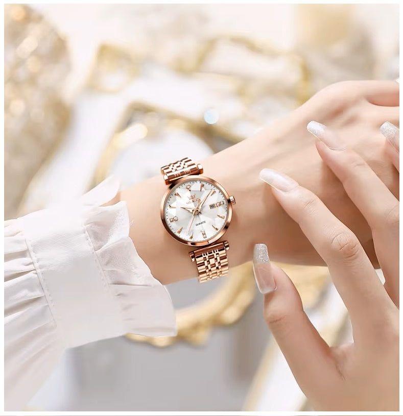 Reloj de Cuarzo para Mujer con Esfera Blanca Clásica-3