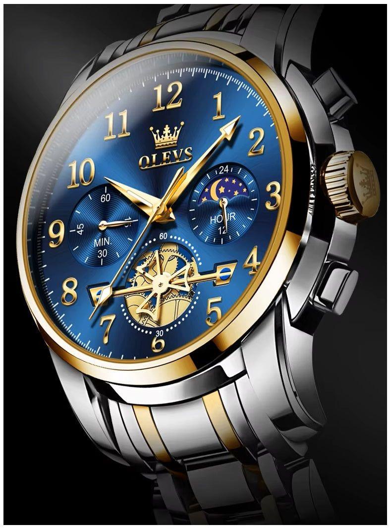 Reloj Cronógrafo de Lujo para Hombre con Fase Lunar Movimiento Cuarzo-4