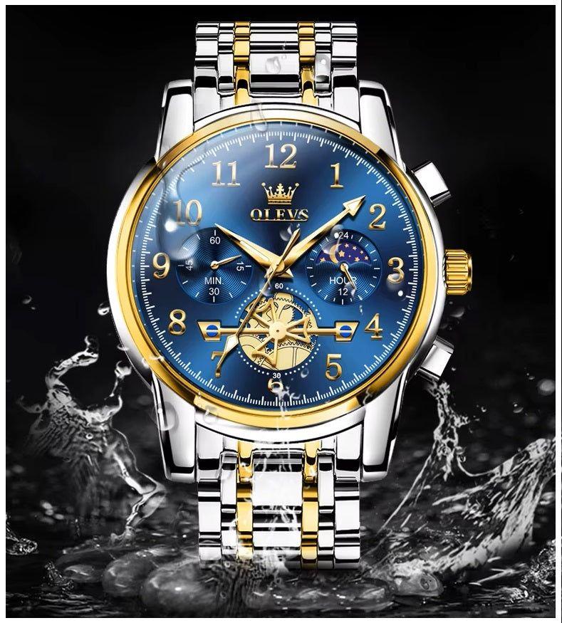 Reloj Cronógrafo de Lujo para Hombre con Fase Lunar Movimiento Cuarzo-5