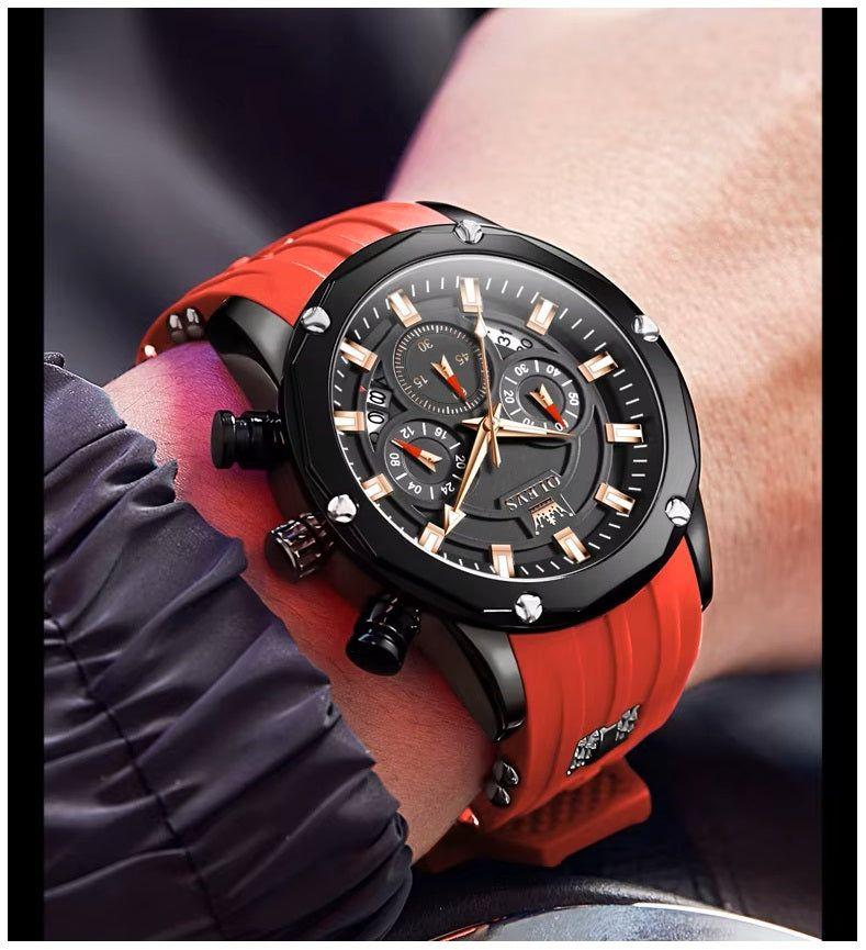 Reloj Quartz Deportivo de Lujo OLEV Cronógrafo Cuarzo Sumergible 30M-3