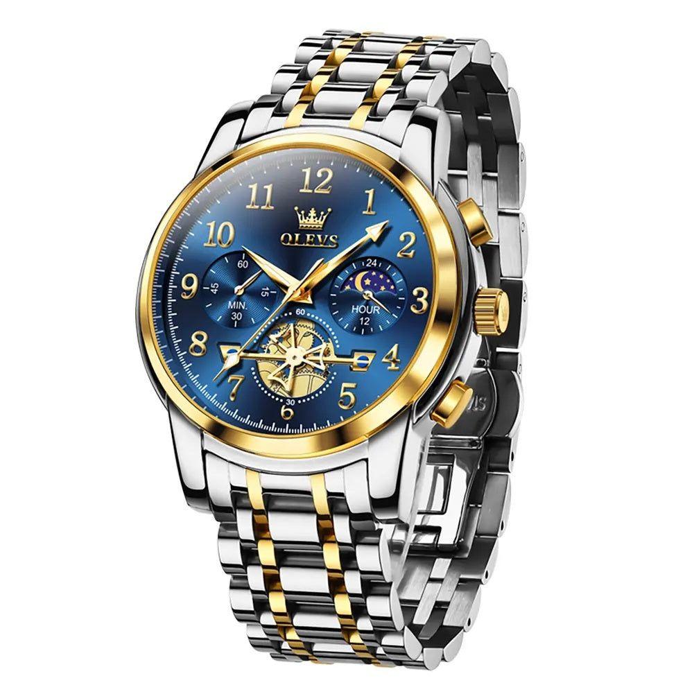 Reloj cronógrafo de hombre con esfera azul-7