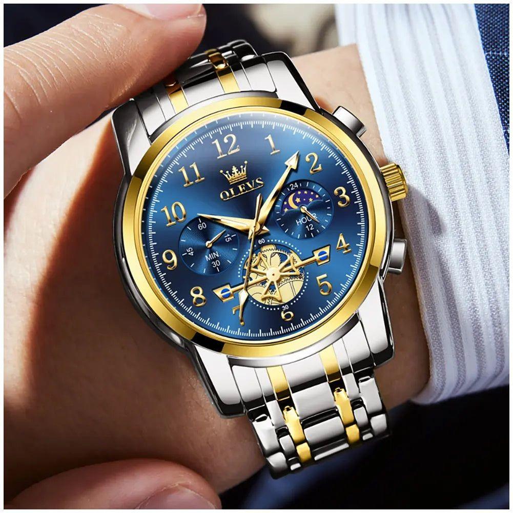 Reloj cronógrafo de hombre con esfera azul-8