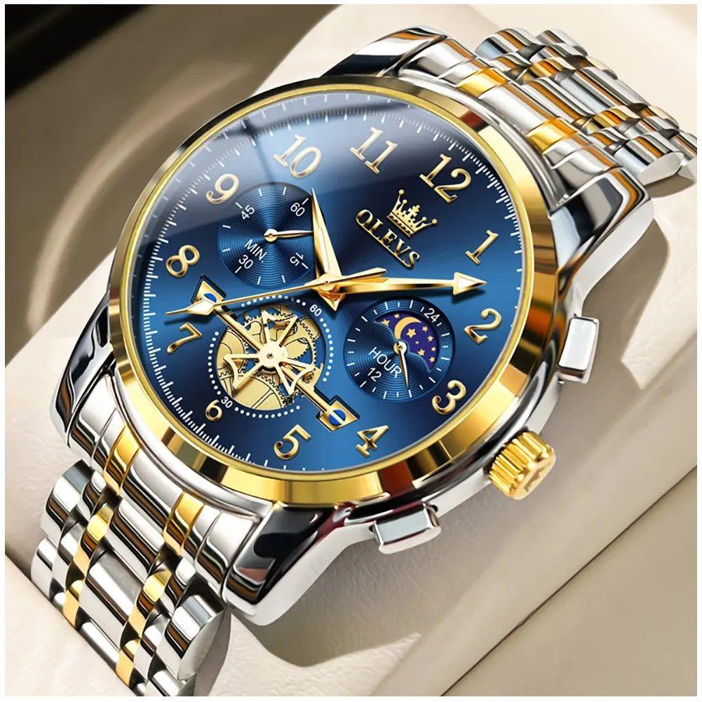 Reloj cronógrafo de hombre con esfera azul-9