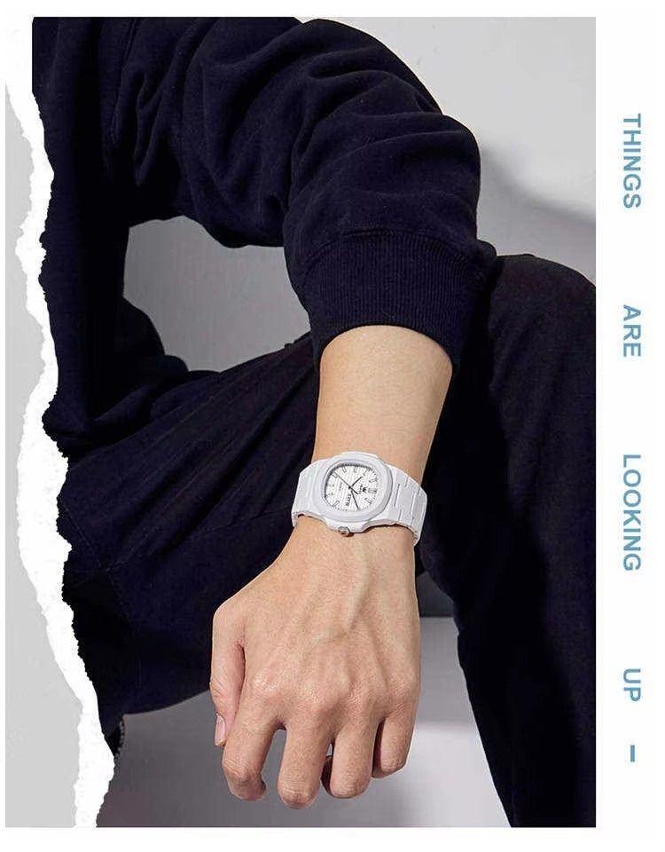 Reloj Deportivo Cuadrado Correa de Resina Moderno y Resistente al Agua-2