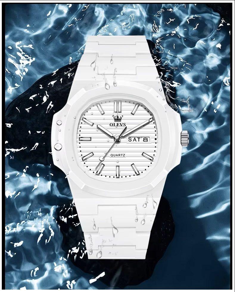 Reloj Deportivo Cuadrado Correa de Resina Moderno y Resistente al Agua-5