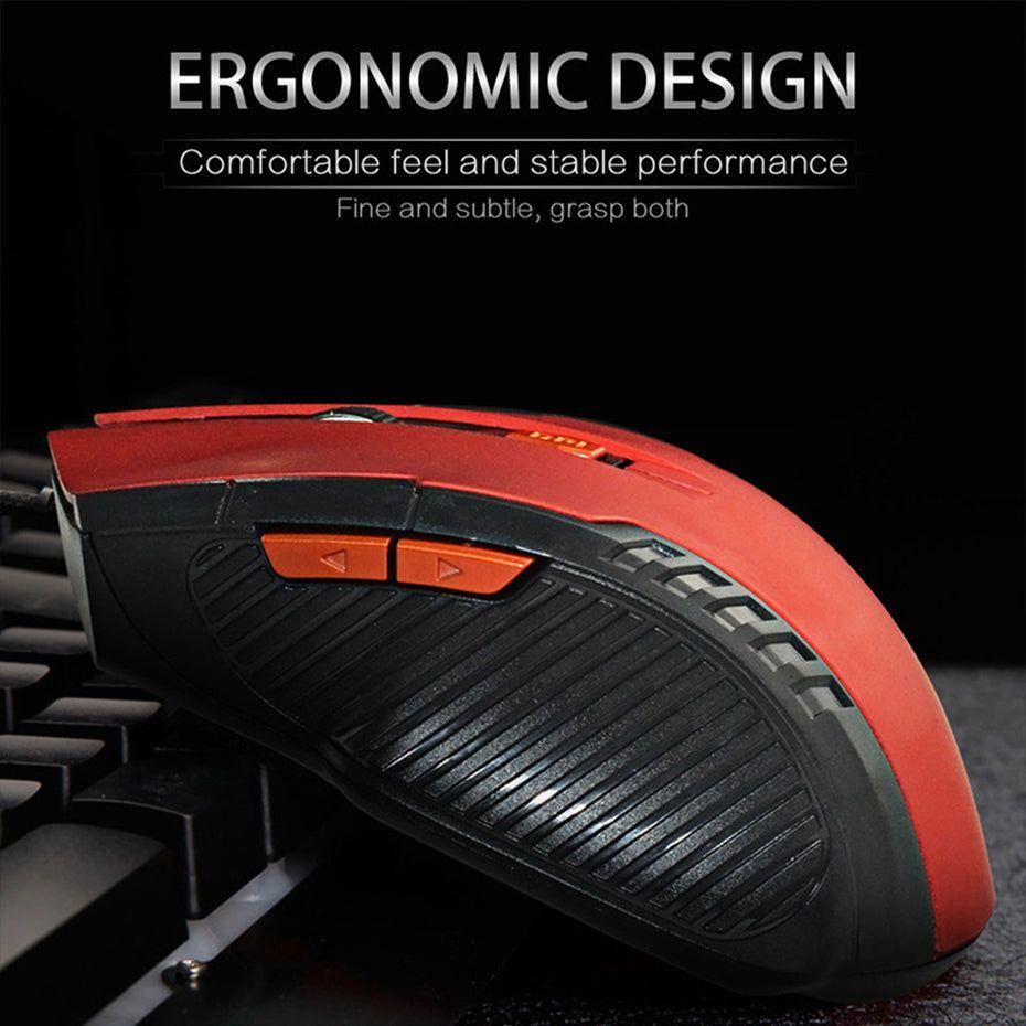Mouse Gamer Inalámbrico 2.4 GHz 1600 DPI – Rojo-2