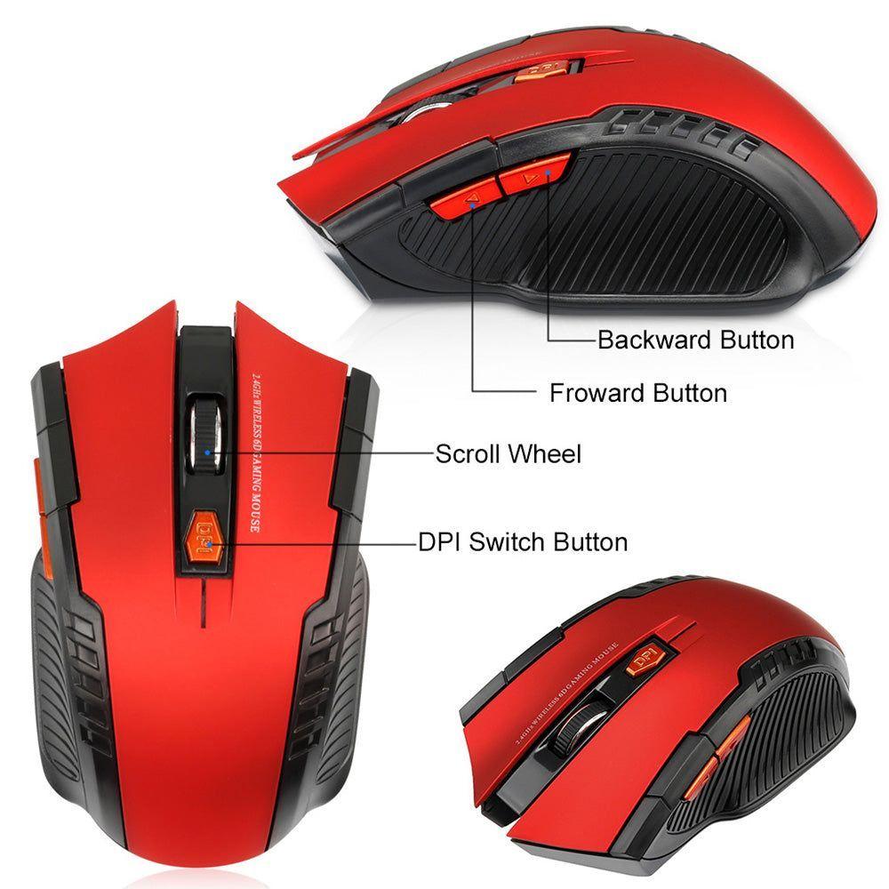 Mouse Gamer Inalámbrico 2.4 GHz 1600 DPI – Rojo-4