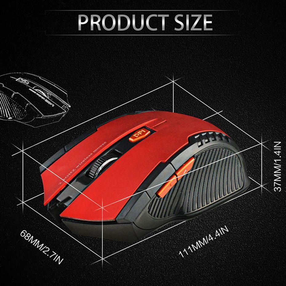 Mouse Gamer Inalámbrico 2.4 GHz 1600 DPI – Rojo-8