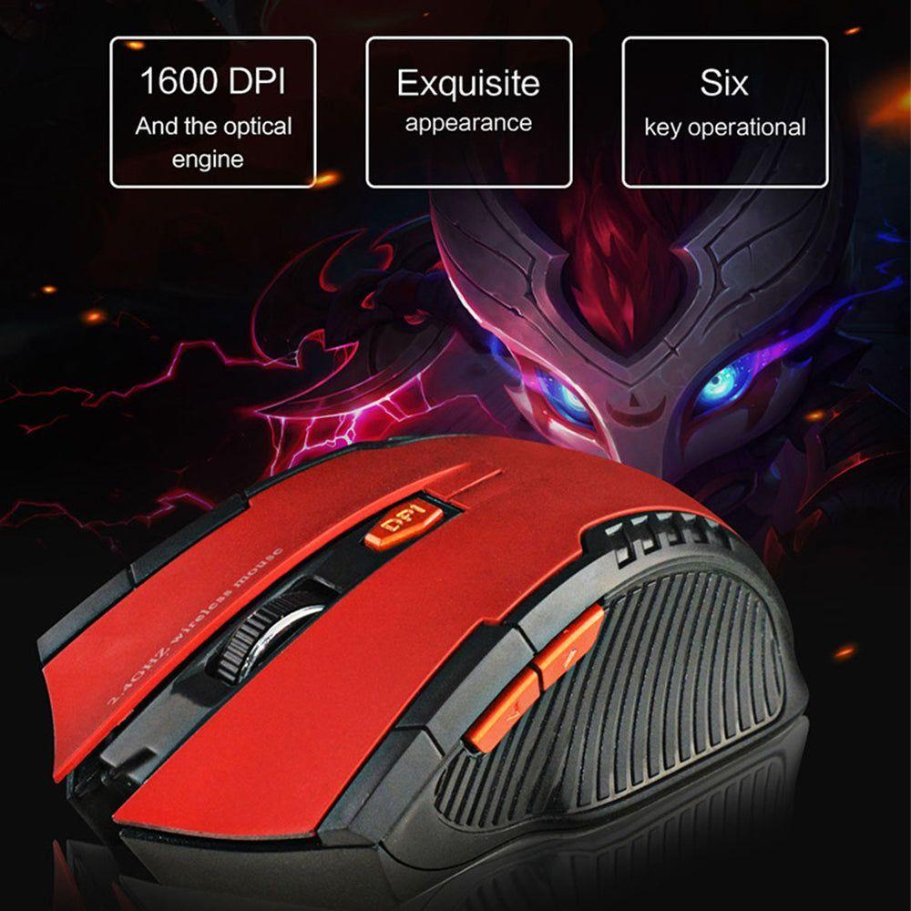 Mouse Gamer Inalámbrico 2.4 GHz 1600 DPI – Rojo-9