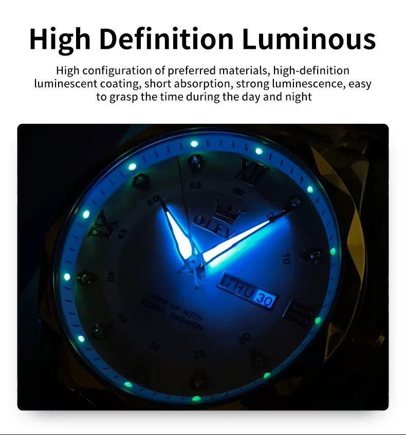 Reloj cuarzo hombre con esfera azul y calendario-6