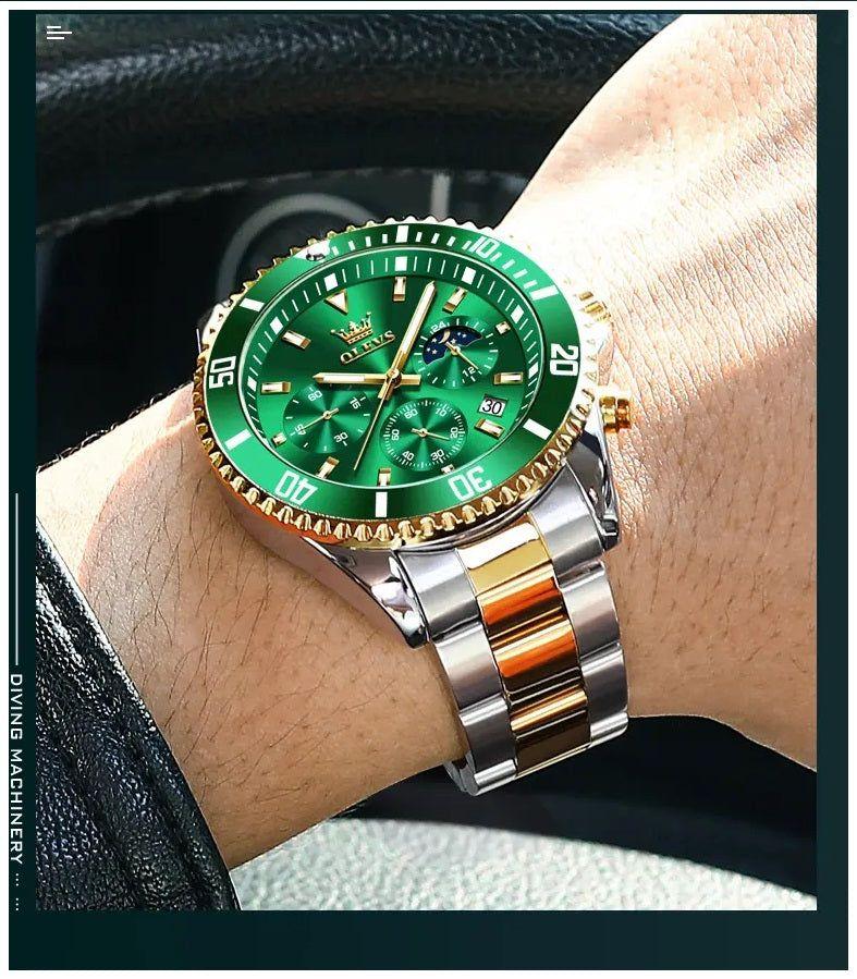 Reloj Cronógrafo Deportivo de Lujo para Hombre Acero Inoxidable-3