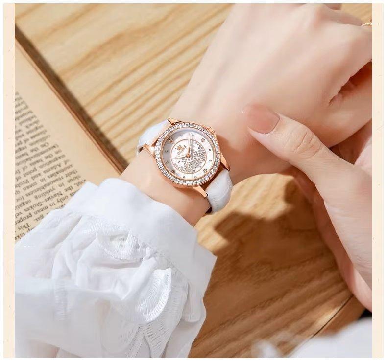 Reloj cuarzo mujer con correa blanca texturizada-8
