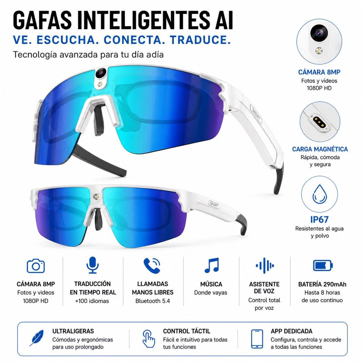 Gafas Inteligentes Bluetooth – Blanco-2