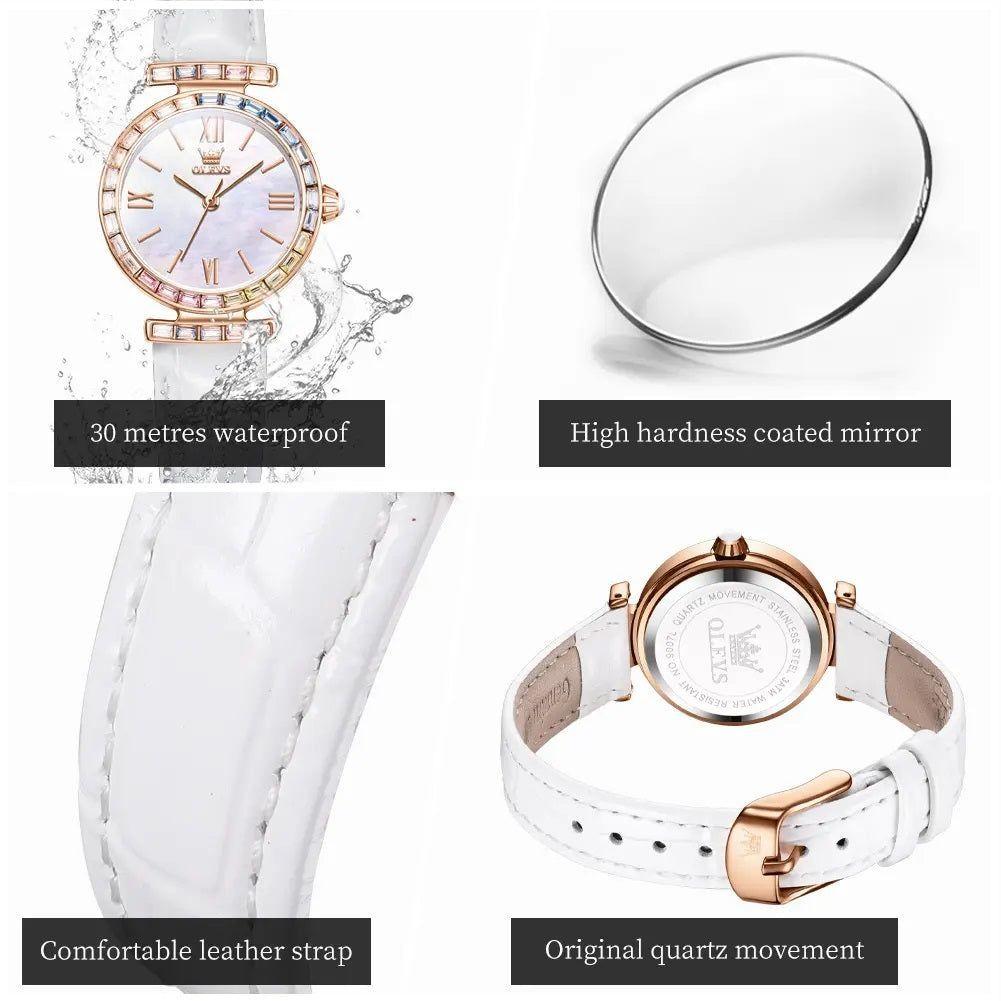 Reloj de mujer con cuero y cristales multicolor-8