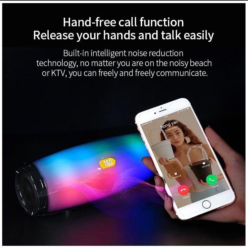 Parlante Bluetooth con Luz LED, Radio FM y USB – Blanco-4