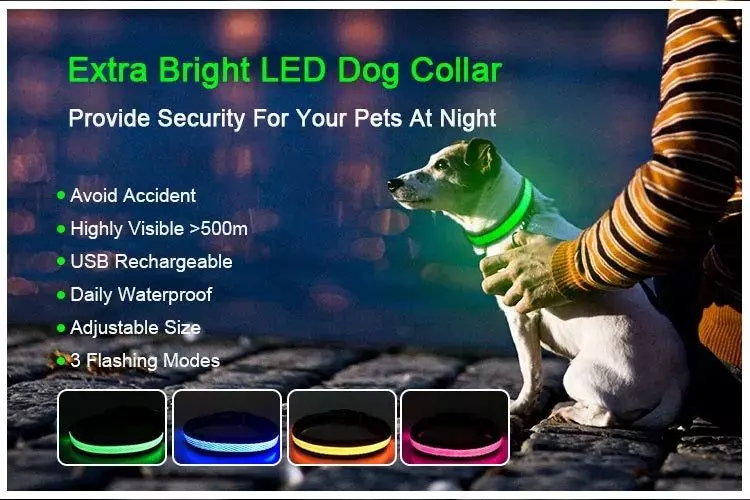 Collar LED USB para mascotas talla M azul-6