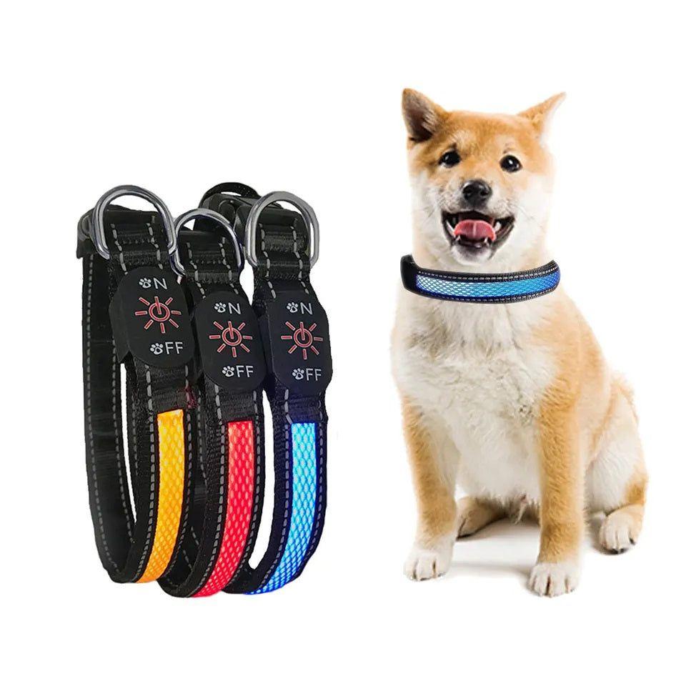 Collar LED USB para mascotas talla M azul-9