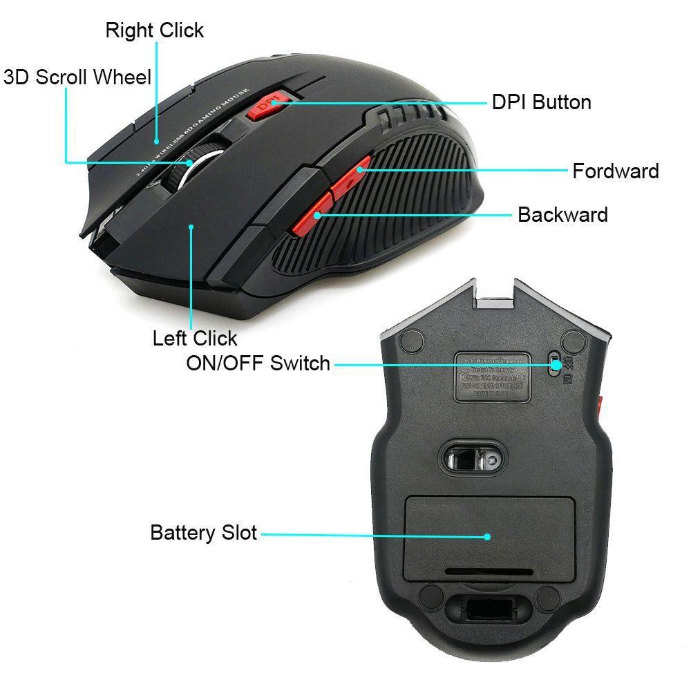 Mouse Gamer Inalámbrico 2.4 GHz 1600 DPI – Negro-1