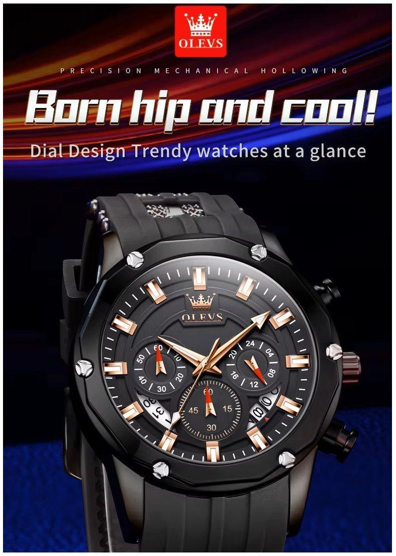 Reloj OLEV cuarzo hombre de acero – rojo-7