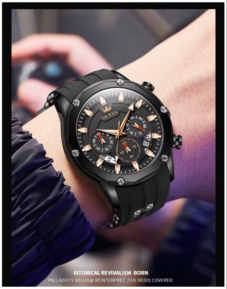 Reloj Deportivo de Lujo OLEV Acero Inoxidable Cuarzo Sumergible 30M-4