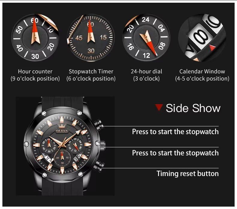 Reloj Deportivo de Lujo OLEV Acero Inoxidable Cuarzo Sumergible 30M-6