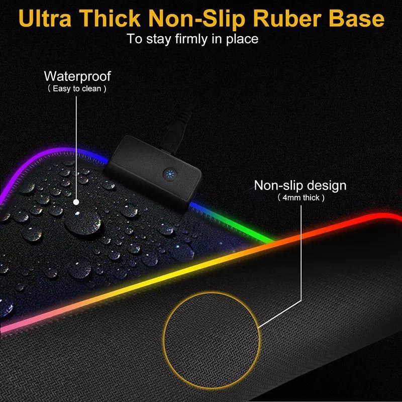 Mousepad Gamer RGB 80×30 cm – Negro con Borde RGB-7