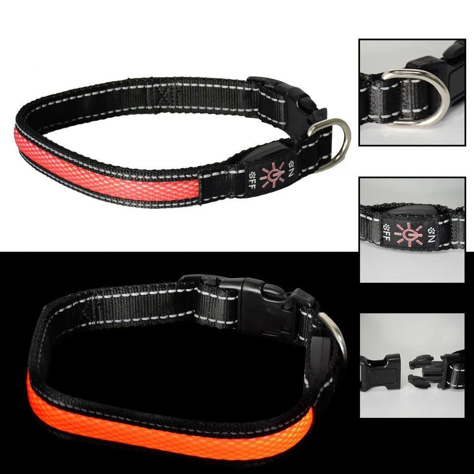 Collar LED USB para mascotas talla M rojo-5