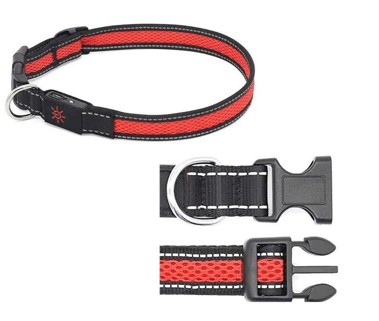 Collar LED USB para mascotas talla M rojo-7