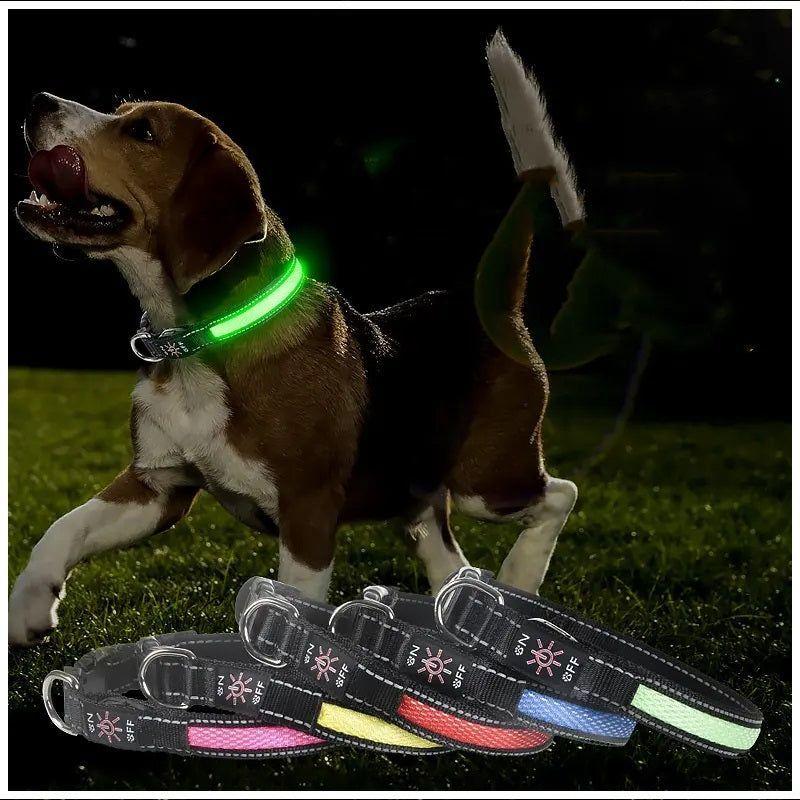 Collar LED USB para mascotas talla M rojo-4