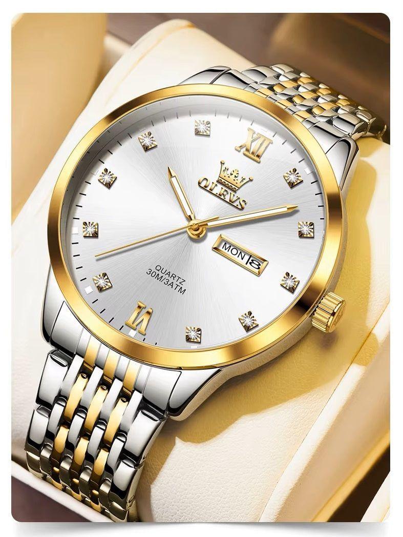 Reloj cuarzo hombre bicolor de acero-9